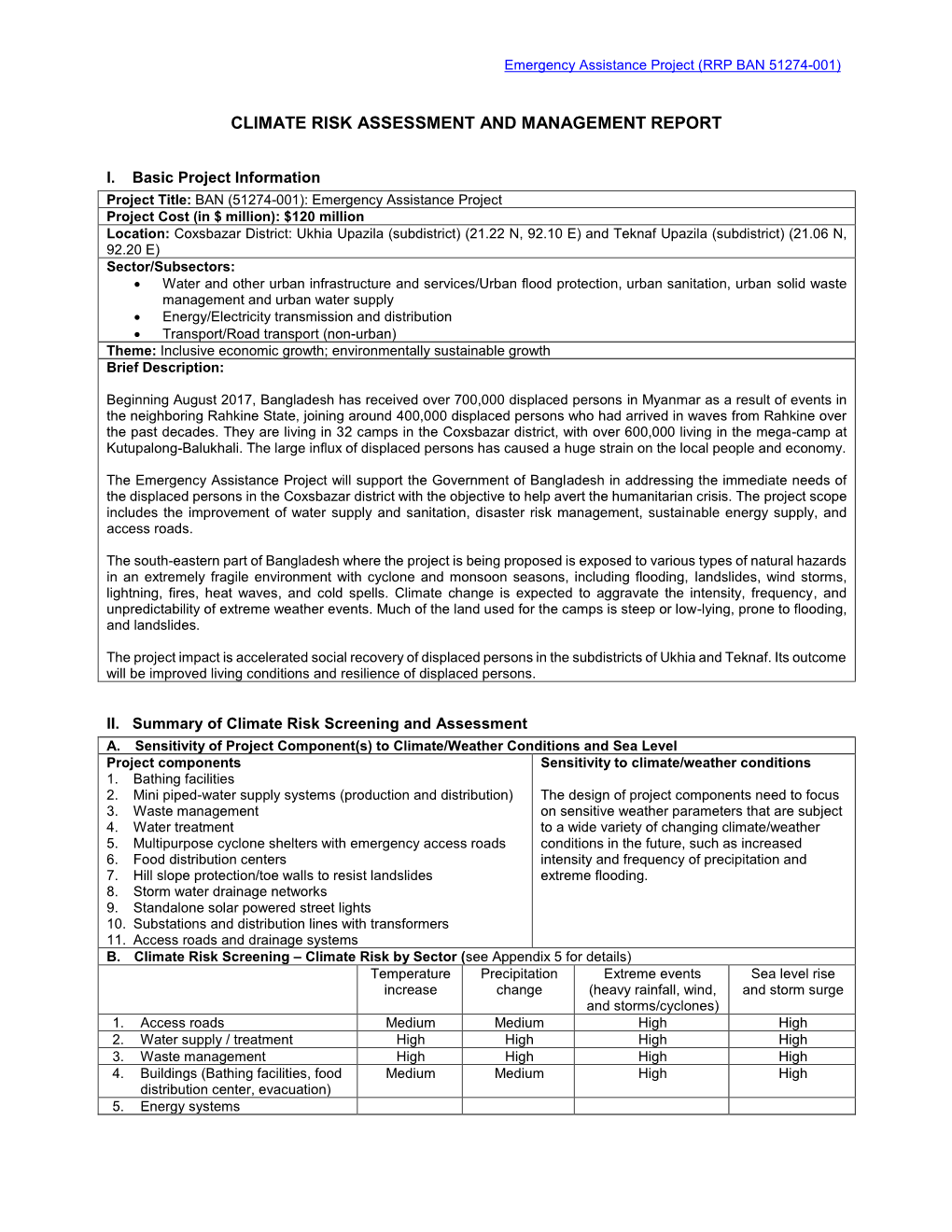 RRP Climate Risk Assessment and Management Report