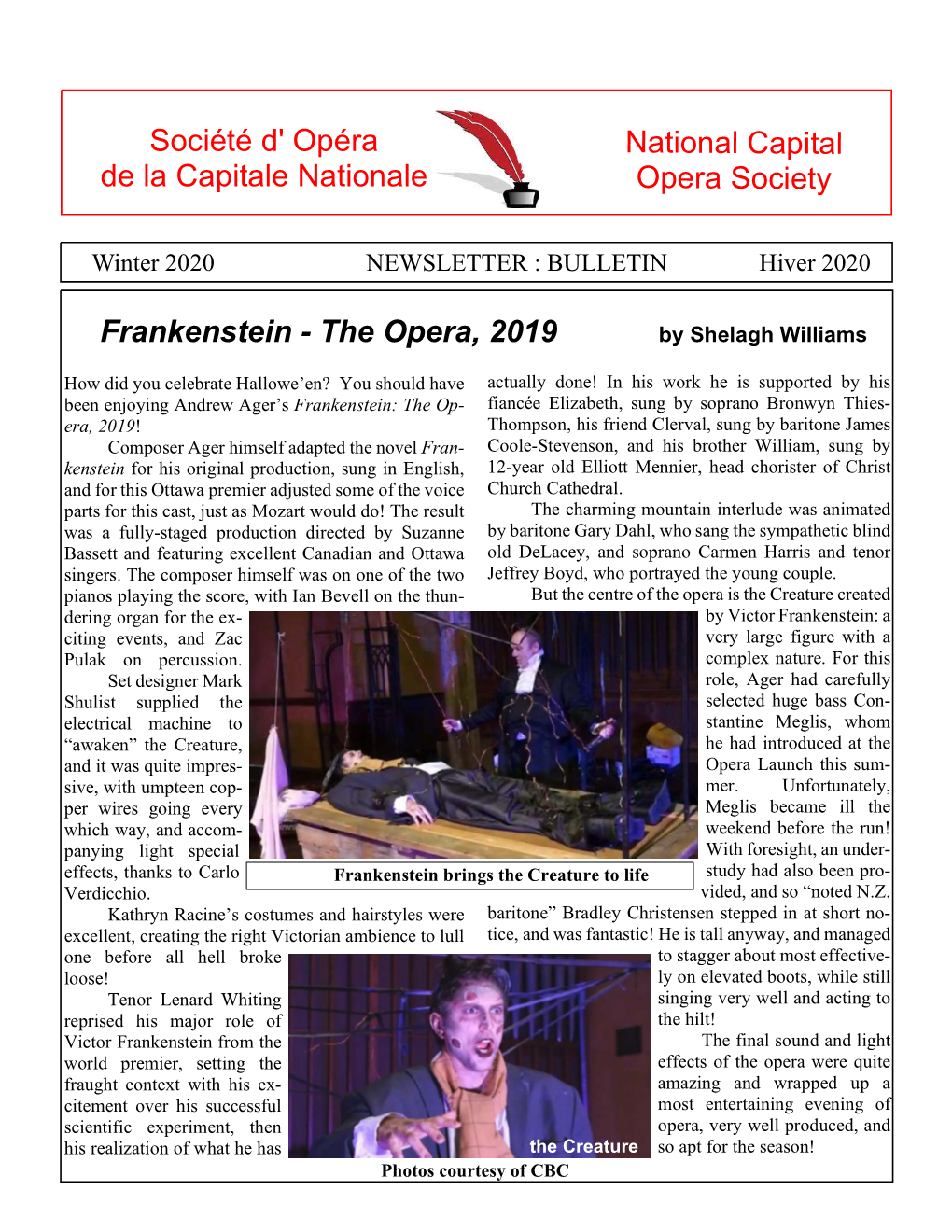 Winter 2020 NEWSLETTER : BULLETIN Hiver 2020