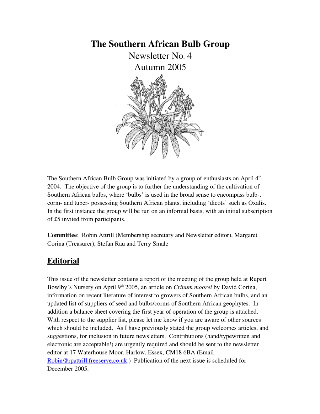 Newsletter No. 4 Autumn 2005