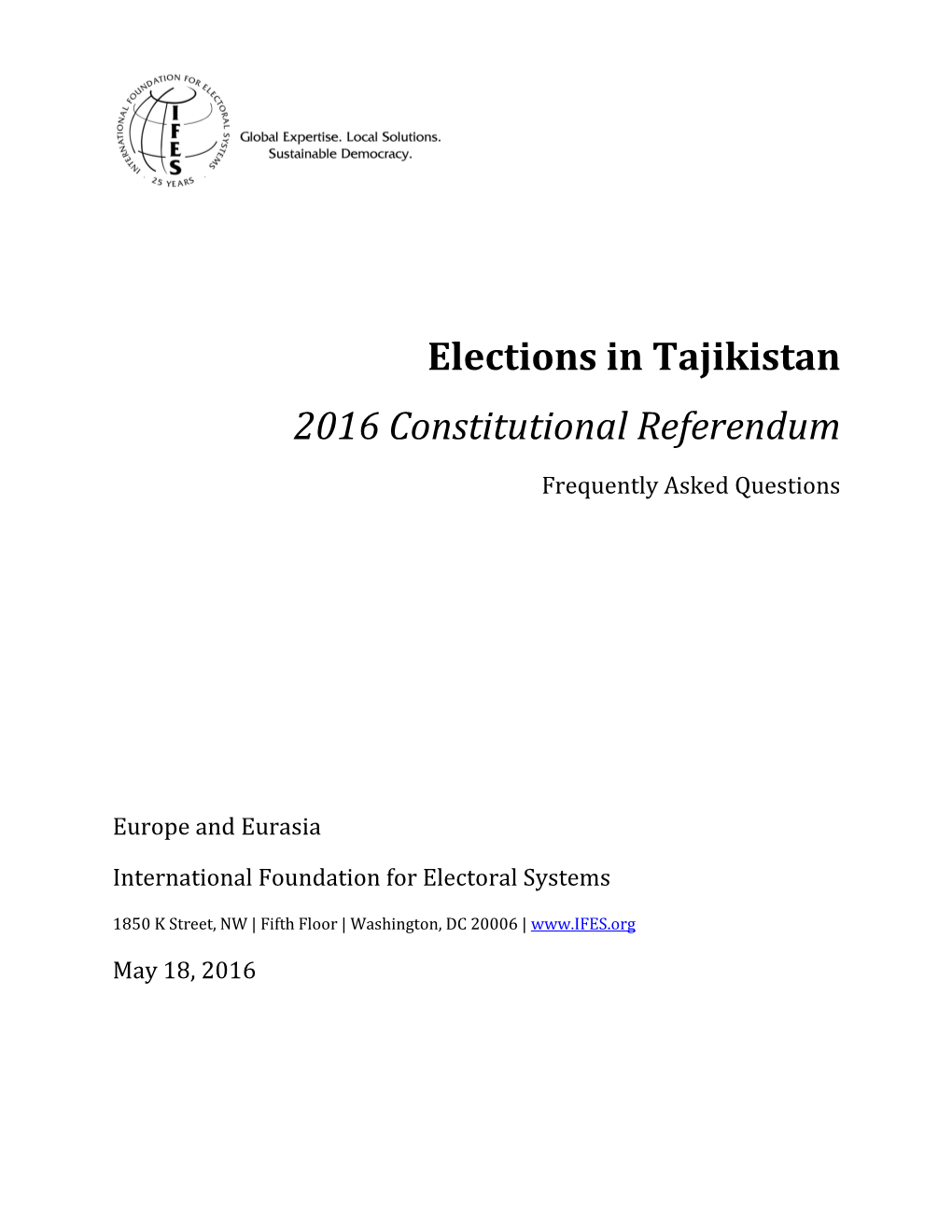 Elections in Tajikistan 2016 Constitutional Referendum