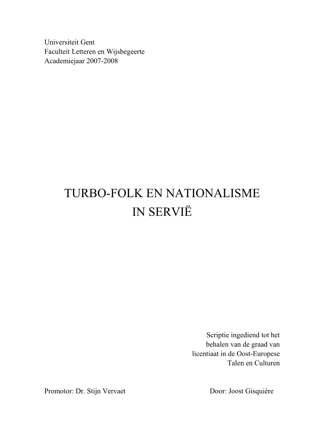 Turbo-Folk En Nationalisme in Servië