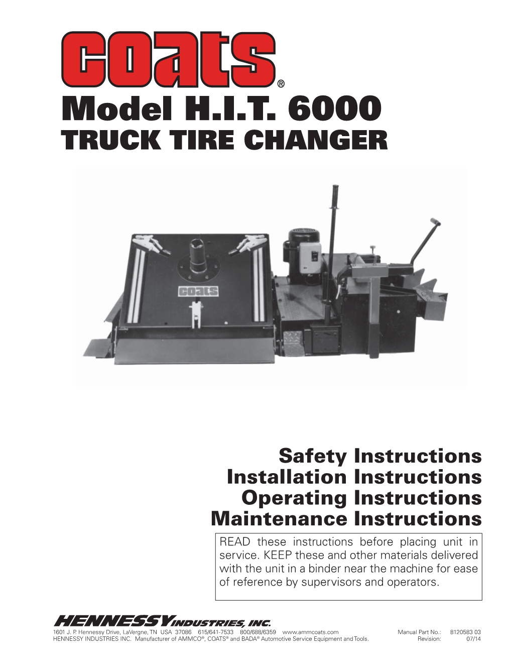 HIT 6000 Heavy Duty Tire Changer