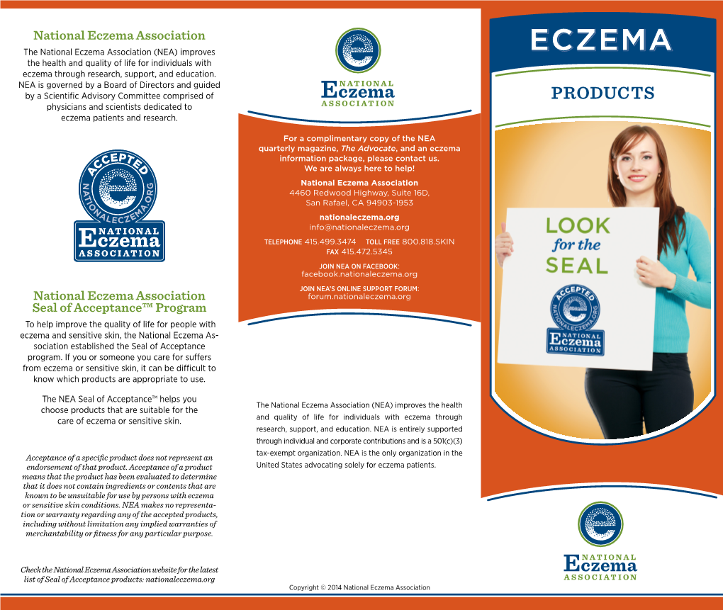 PRODUCTS Physicians and Scientists Dedicated to Eczema Patients and Research