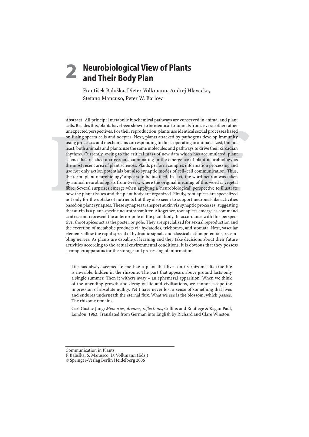 2 Neurobiological View of Plants and Their Body Plan 21