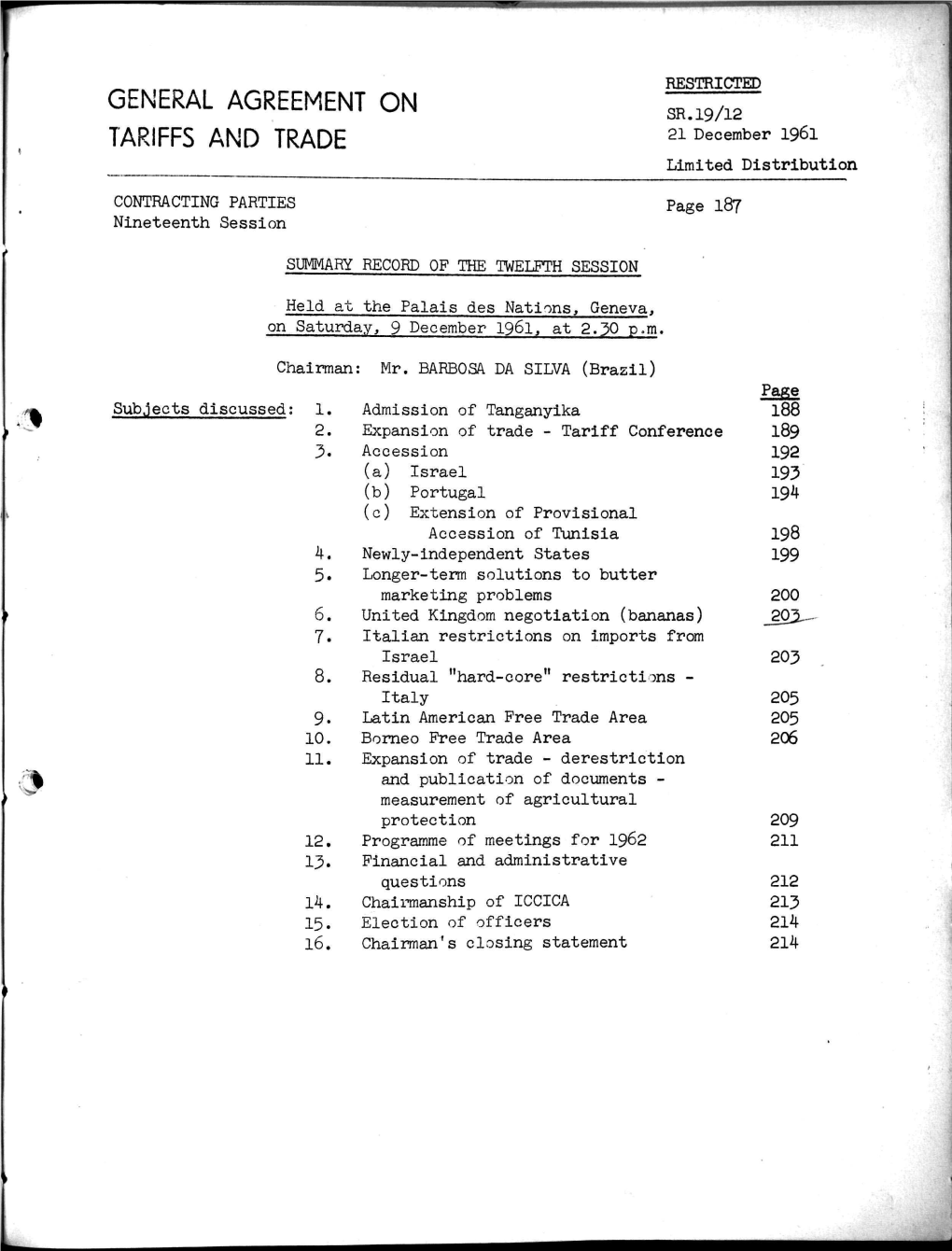 General Agreement on Tariffs and Trade