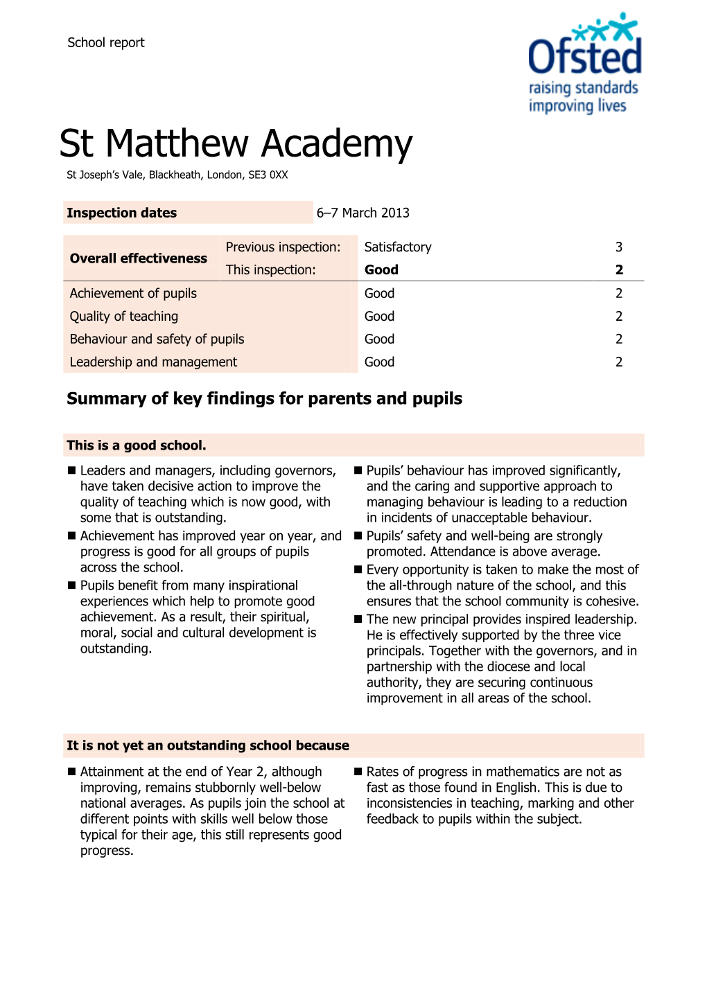 St Matthew Academy St Joseph’S Vale, Blackheath, London, SE3 0XX