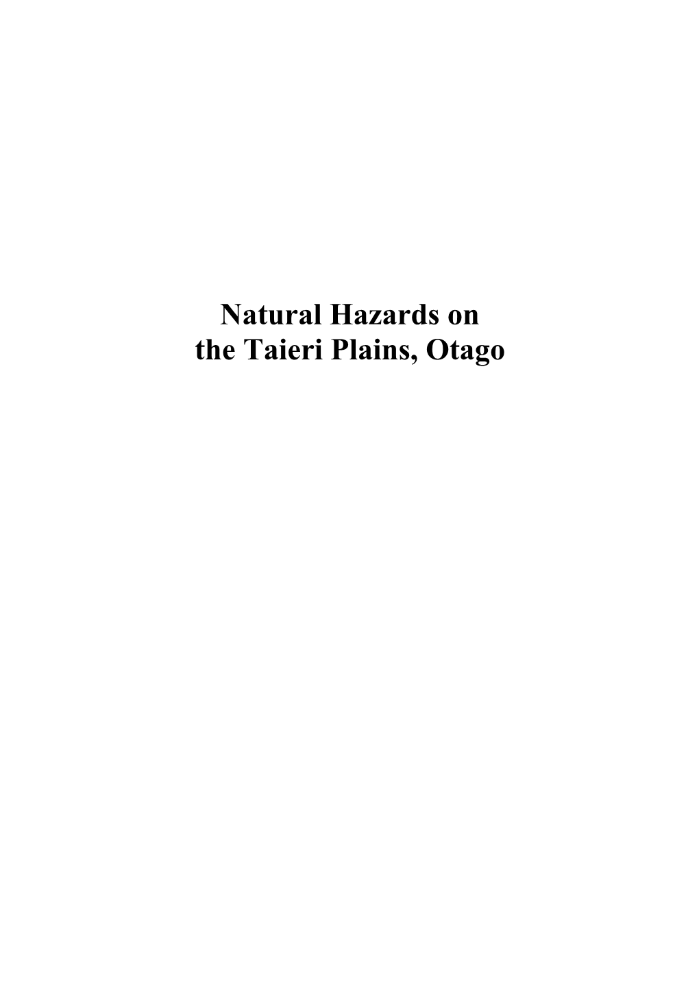 Natural Hazards on the Taieri Plains, Otago