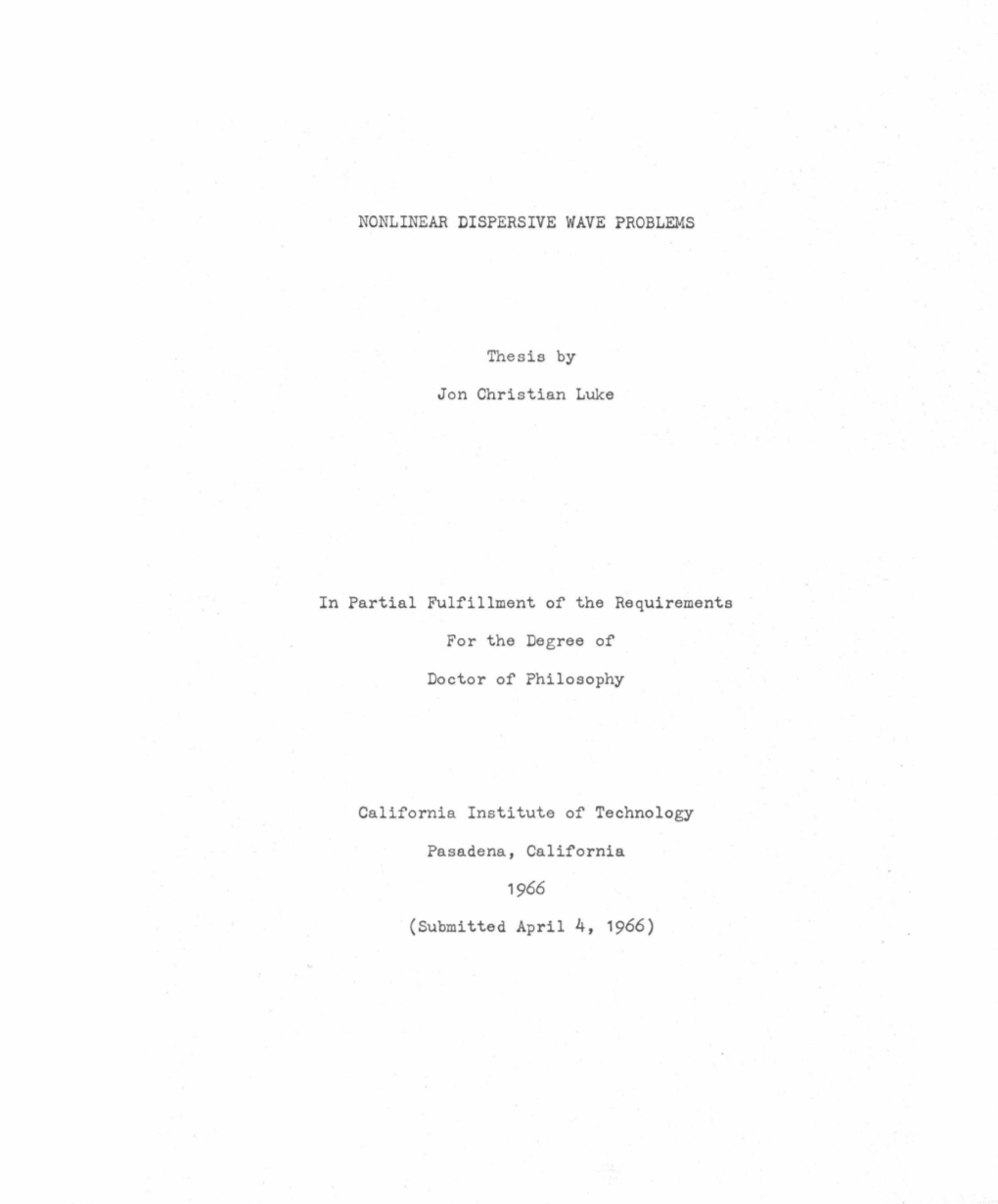 NONLINEAR DISPERSIVE WAVE PROBLEMS Thesis by Jon