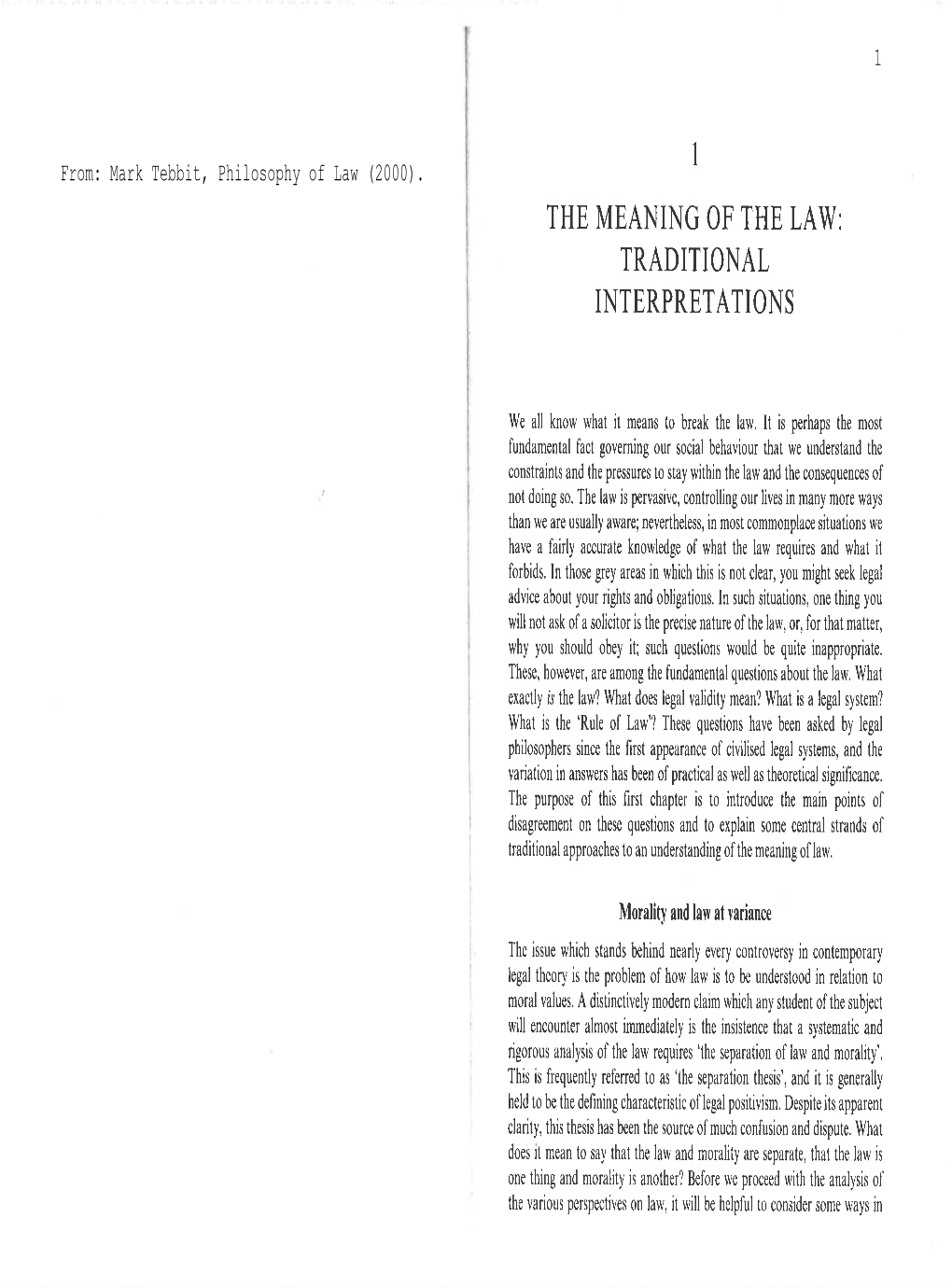 The Meaning of the Law: Traditional Interpretations
