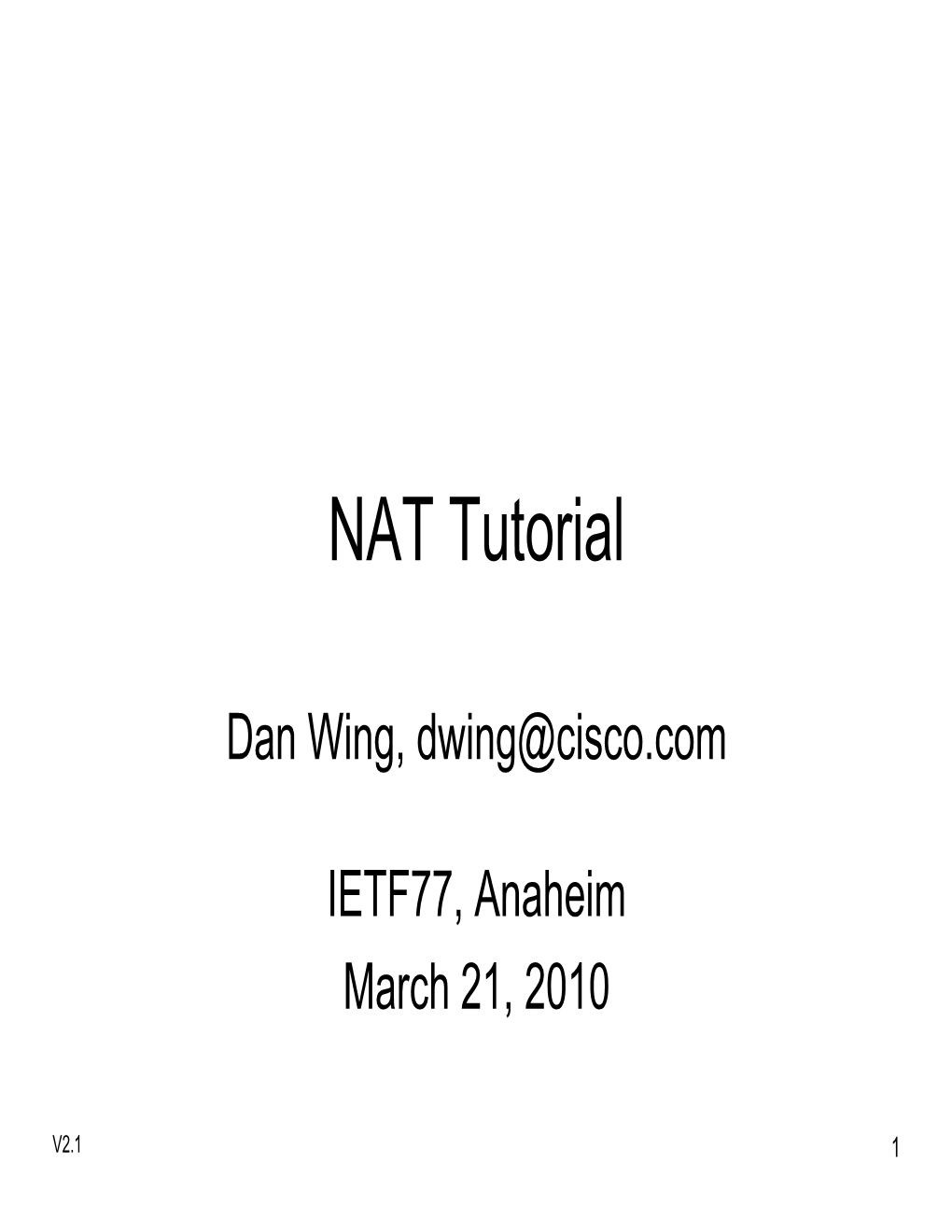 NAT Tutorial