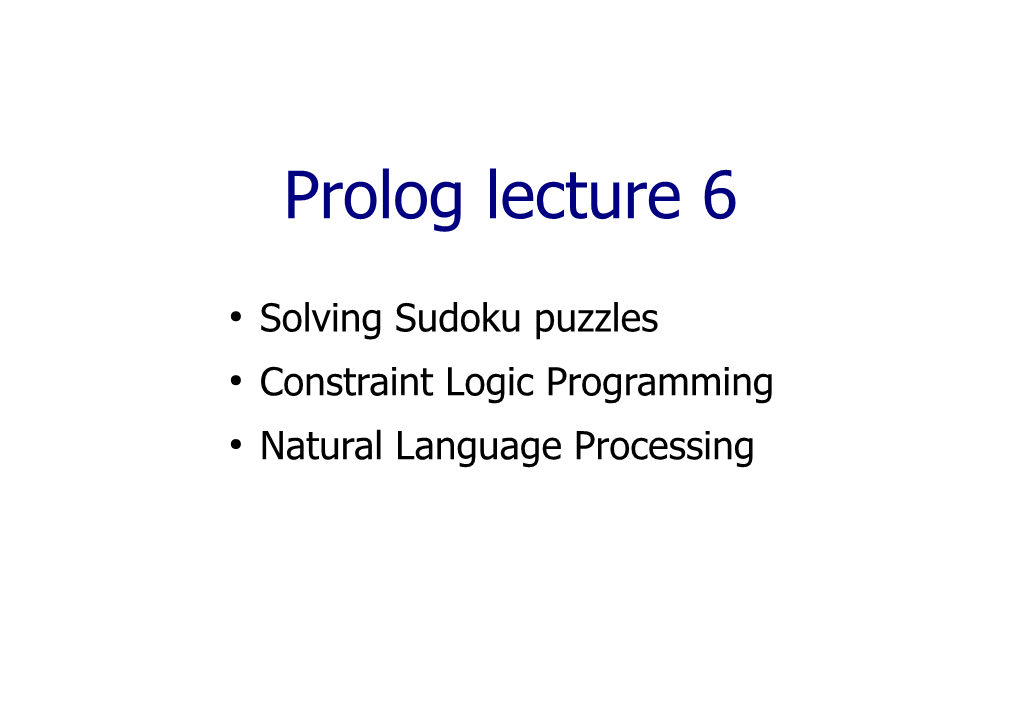 Prolog Lecture 6