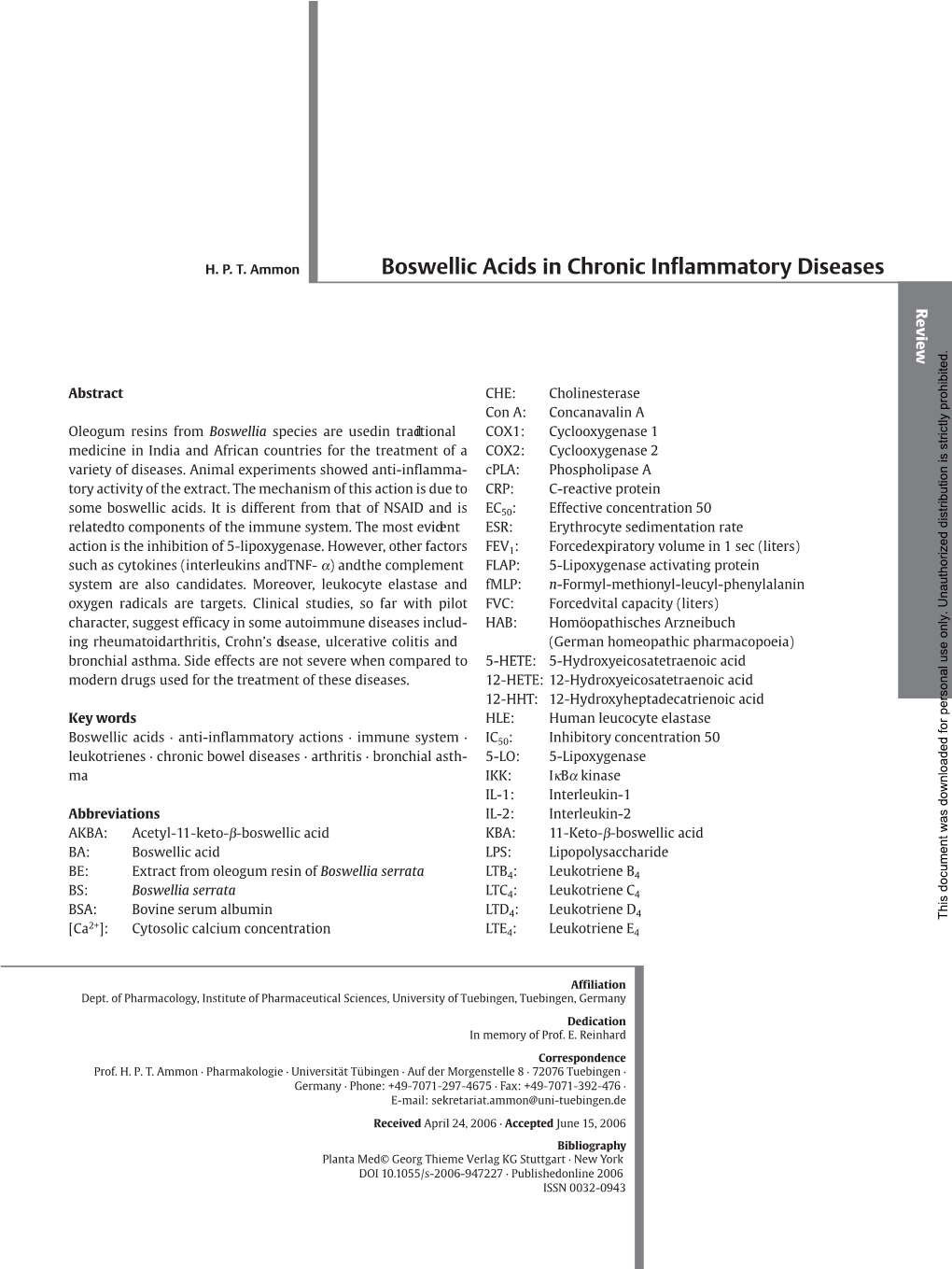 Boswellic Acids in Chronic Inflammatory Diseases Review