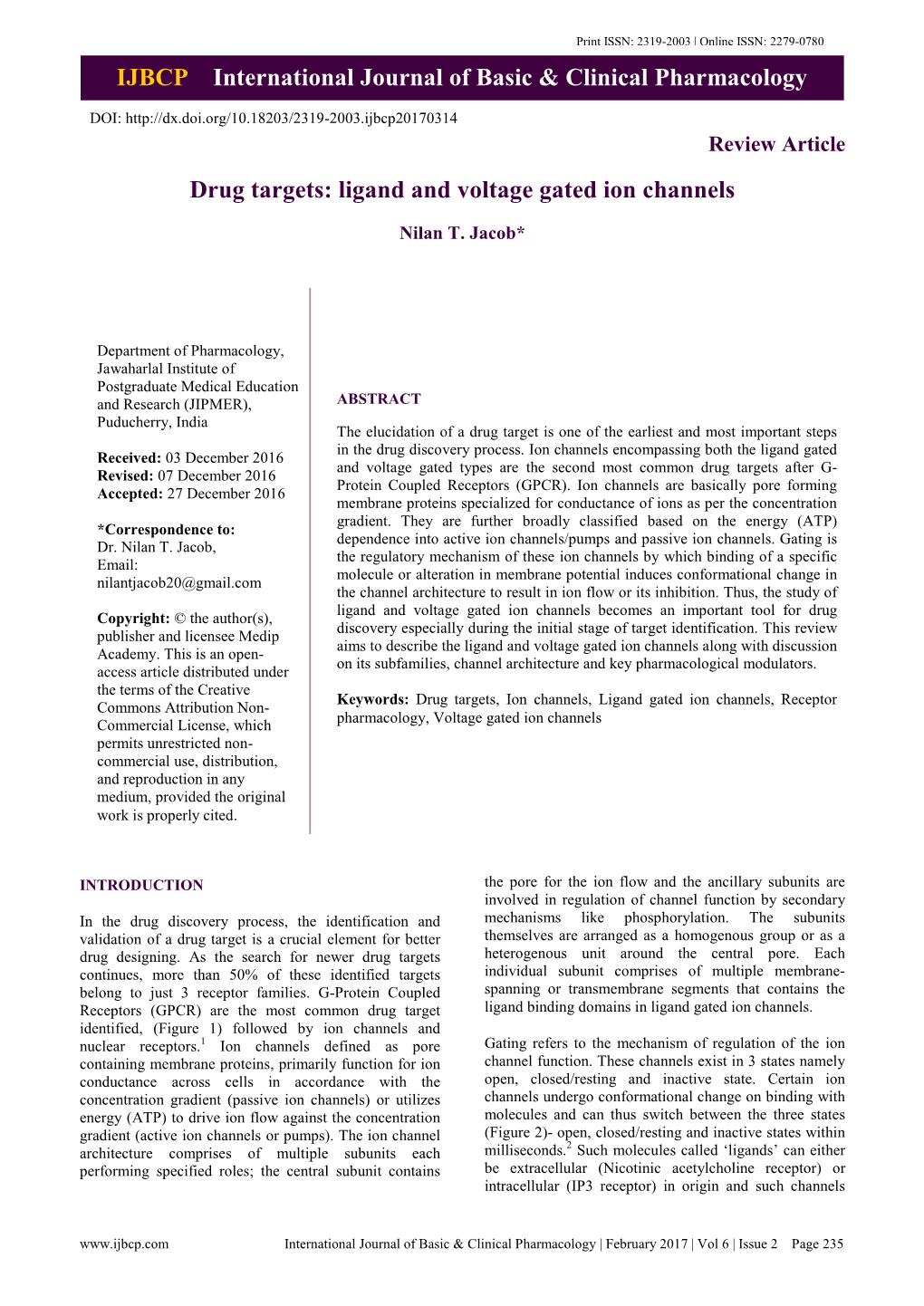 Ligand and Voltage Gated Ion Channels