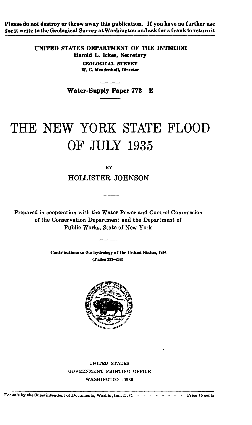 The New York State Flood of July 1935