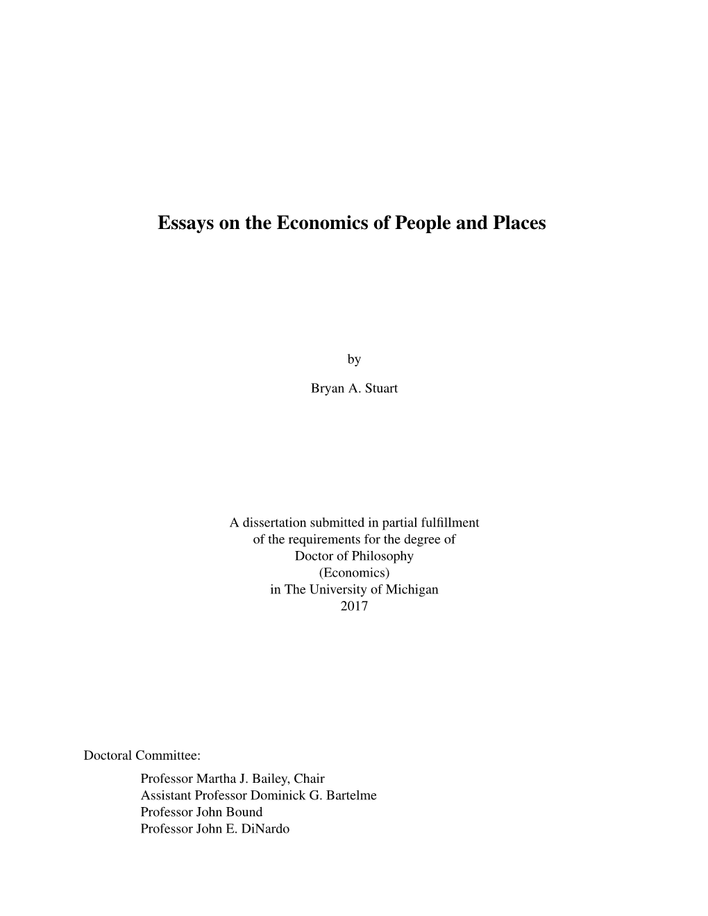 Essays on the Economics of People and Places