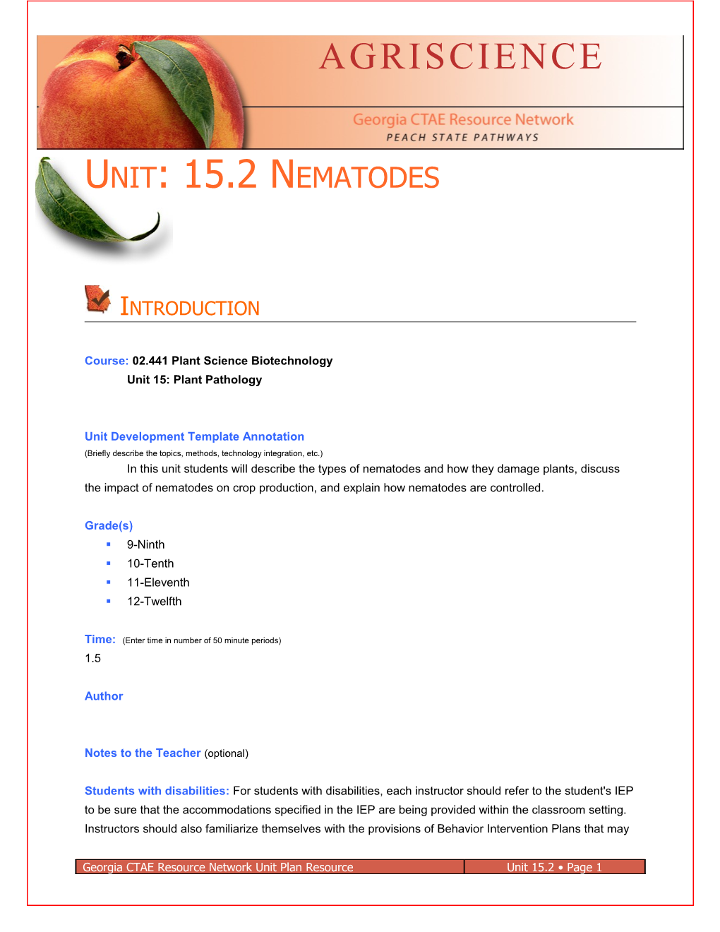 Unit Development Template Title s1