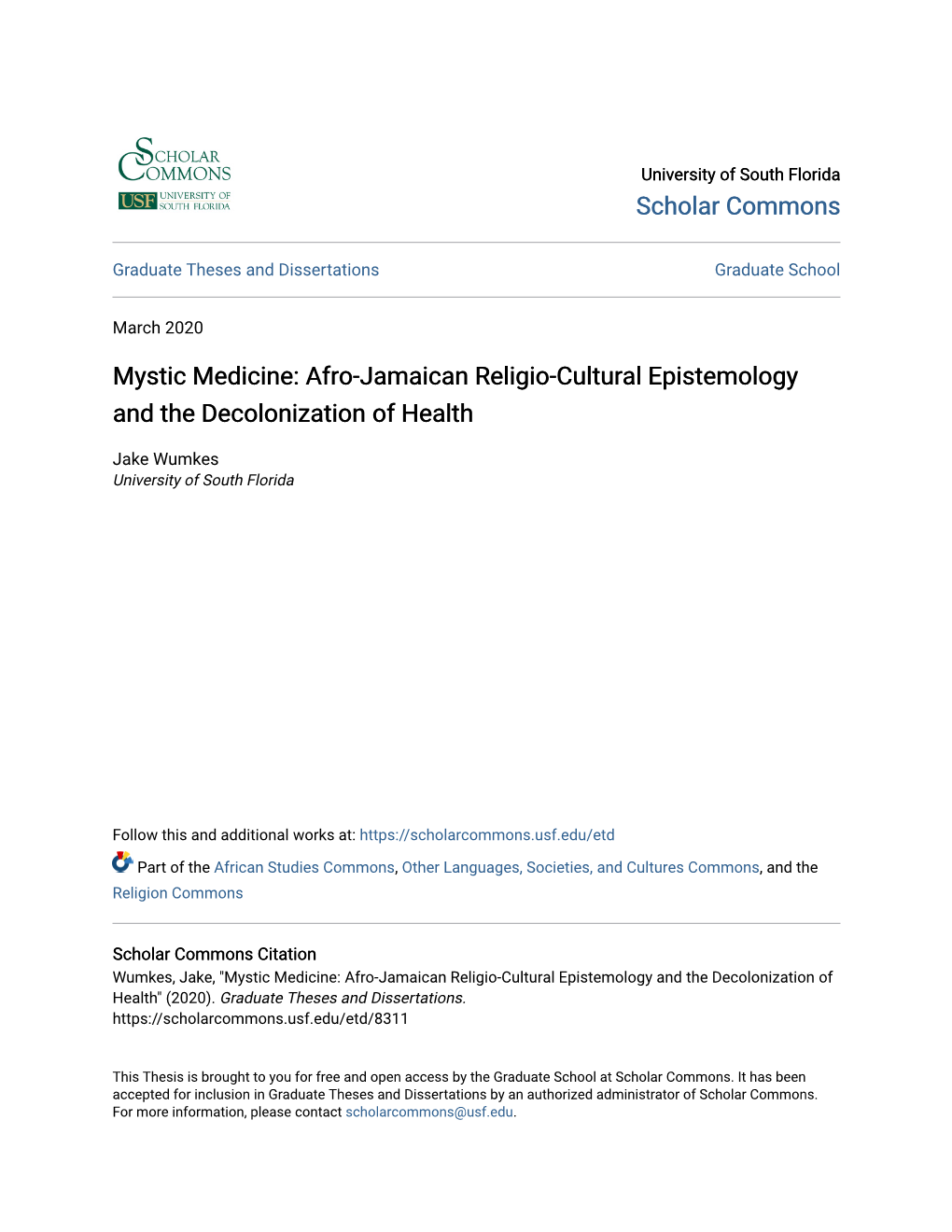 Afro-Jamaican Religio-Cultural Epistemology and the Decolonization of Health