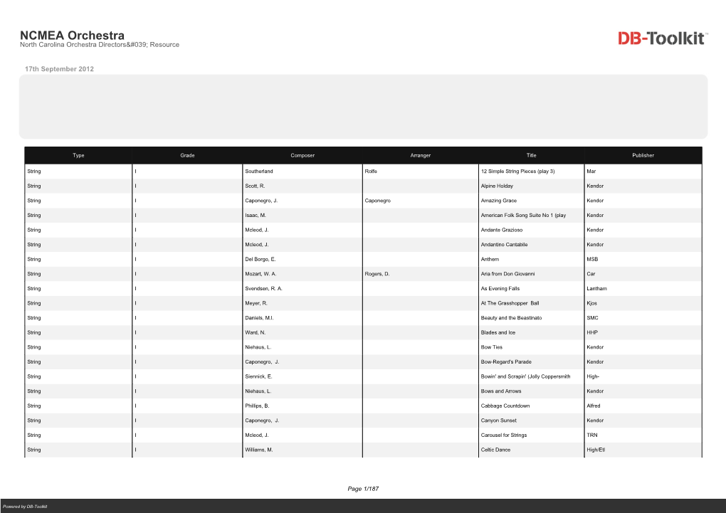 NCMEA Orchestra North Carolina Orchestra Directors Resource