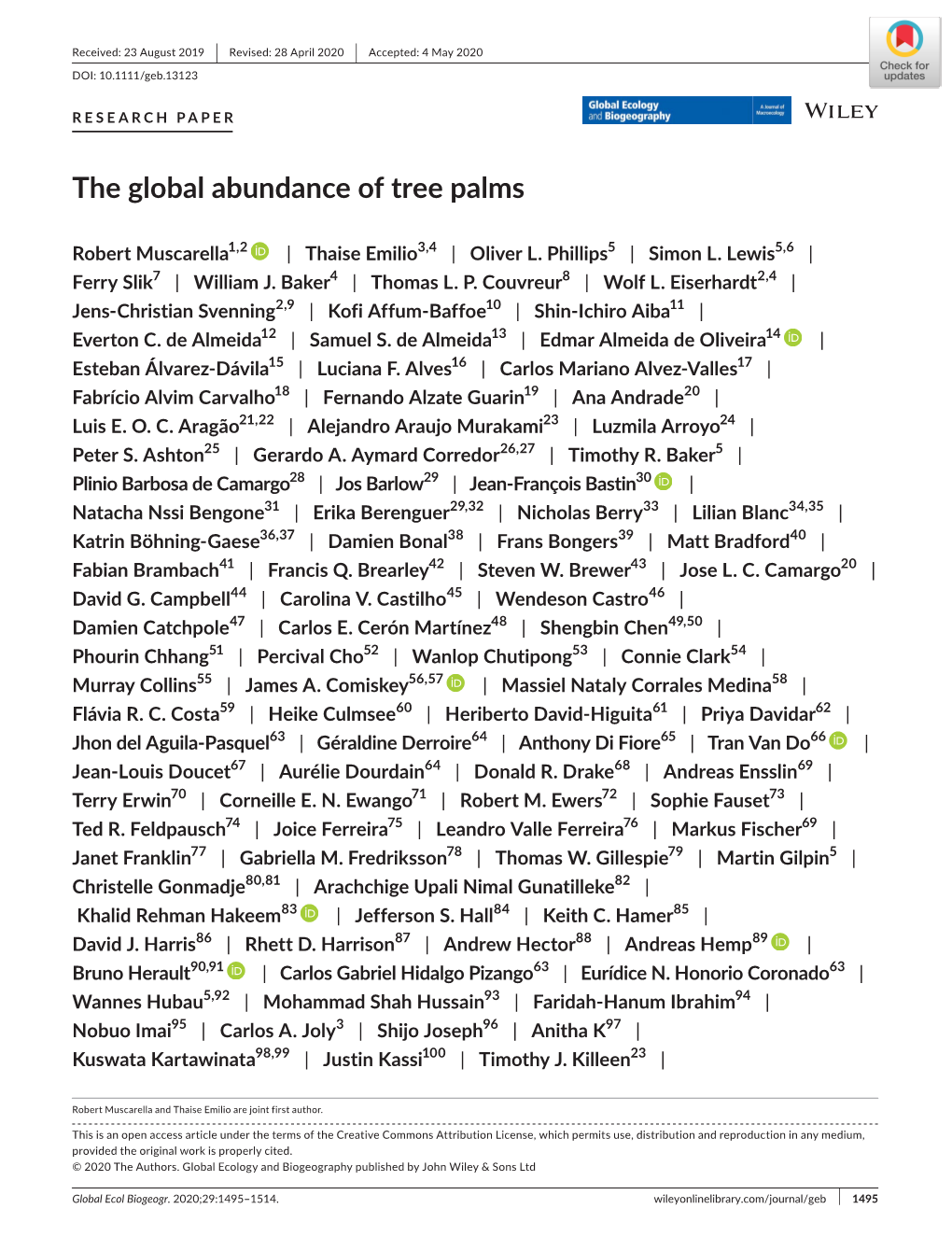 The Global Abundance of Tree Palms