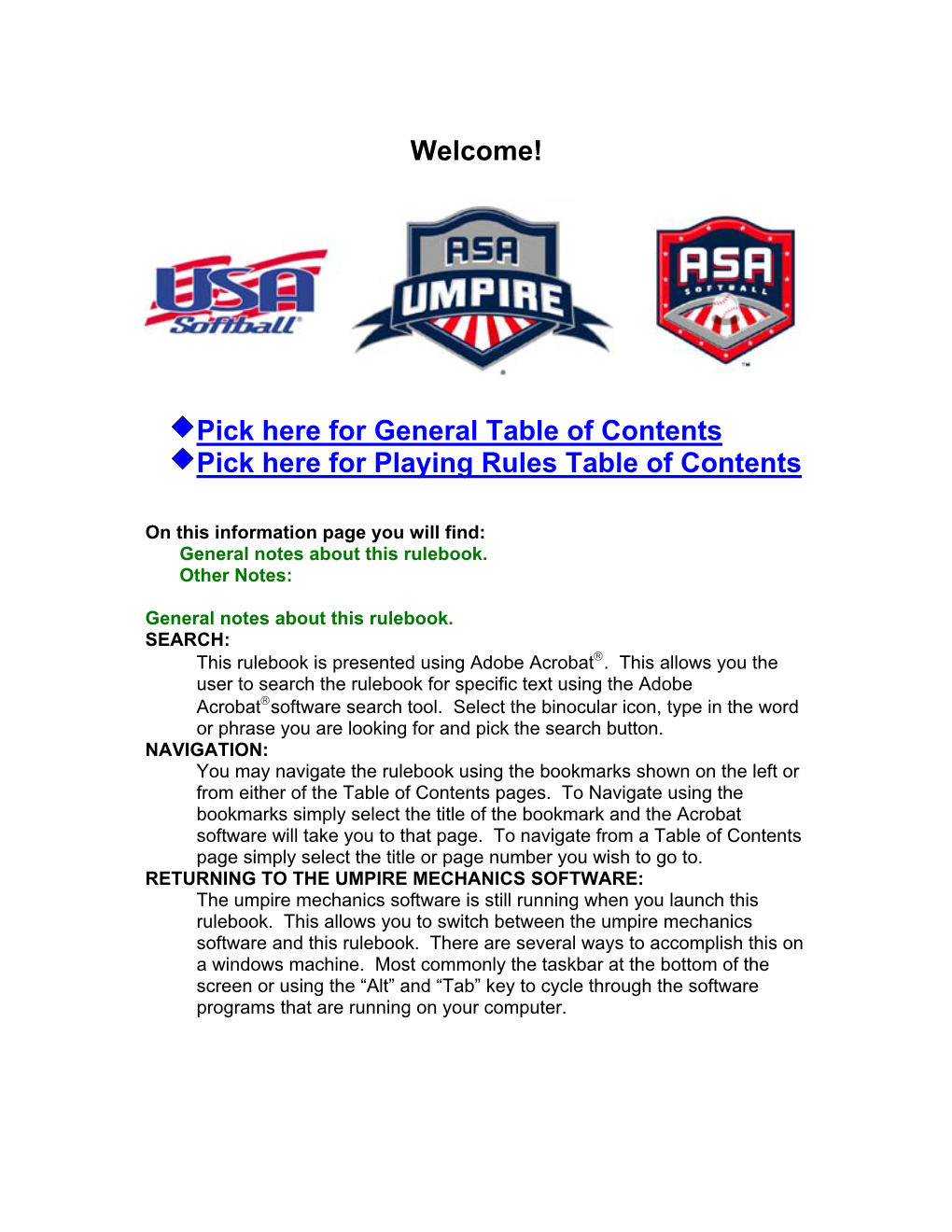 ASA Official Rules of Softball Umpire Edition