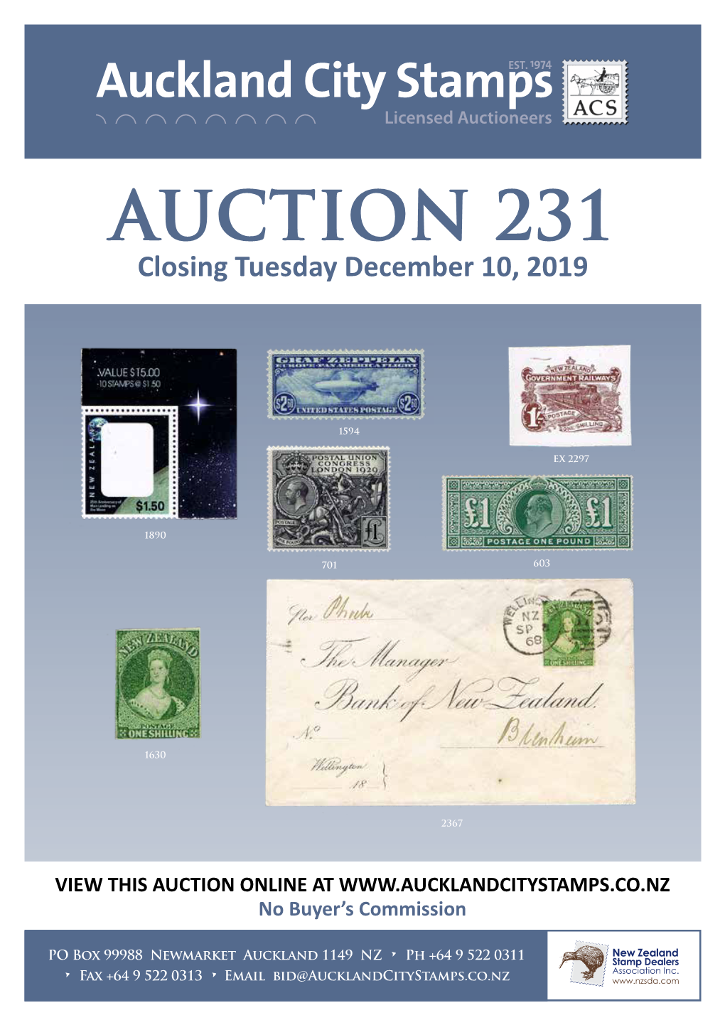 AUCTION 231 Closing Tuesday December 10, 2019