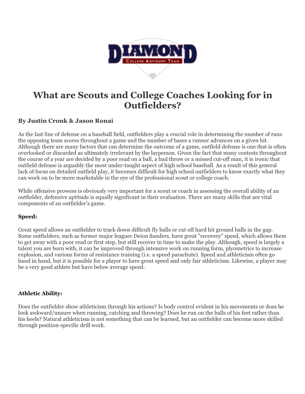 What Are Scouts and College Coaches Looking for in Outfielders?