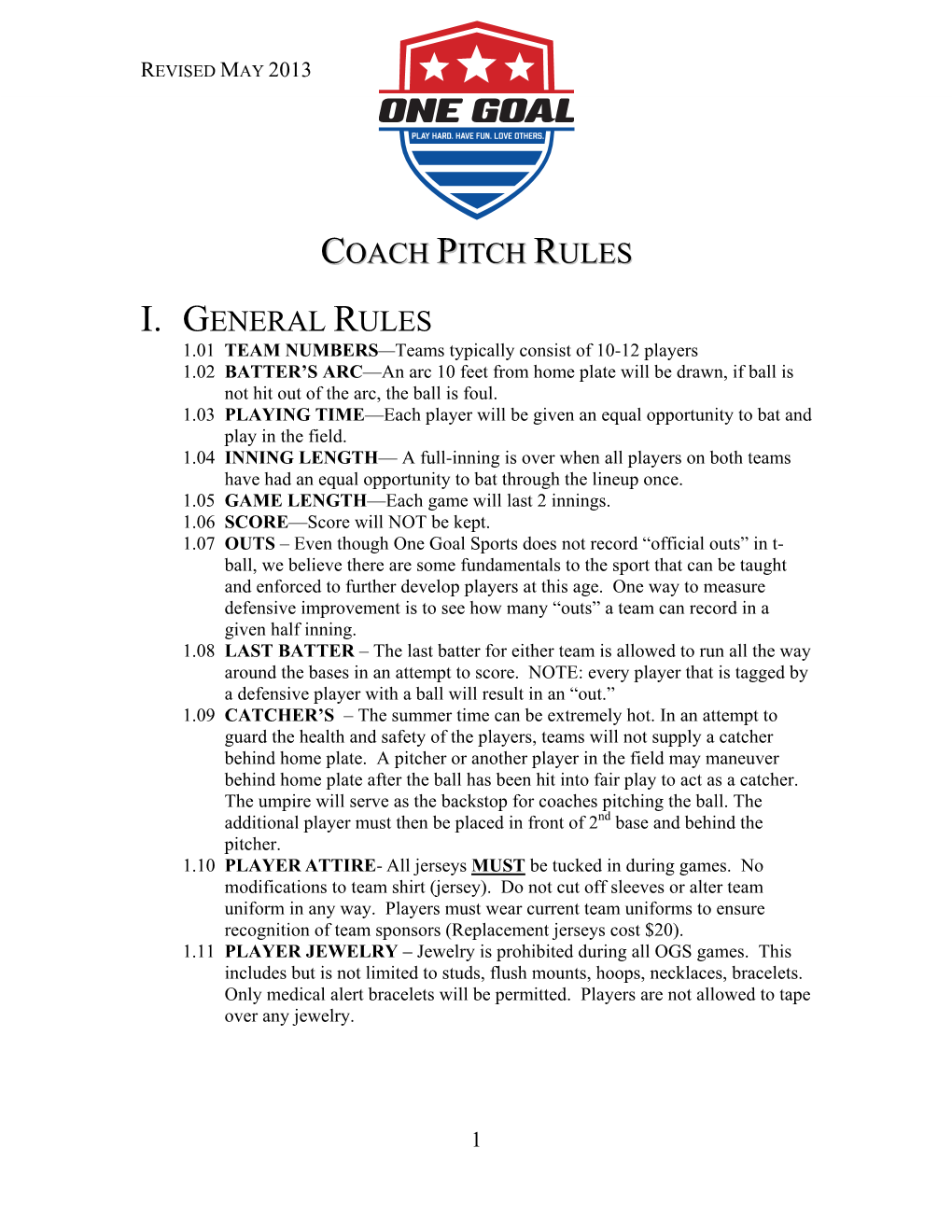 Coach Pitch Rules