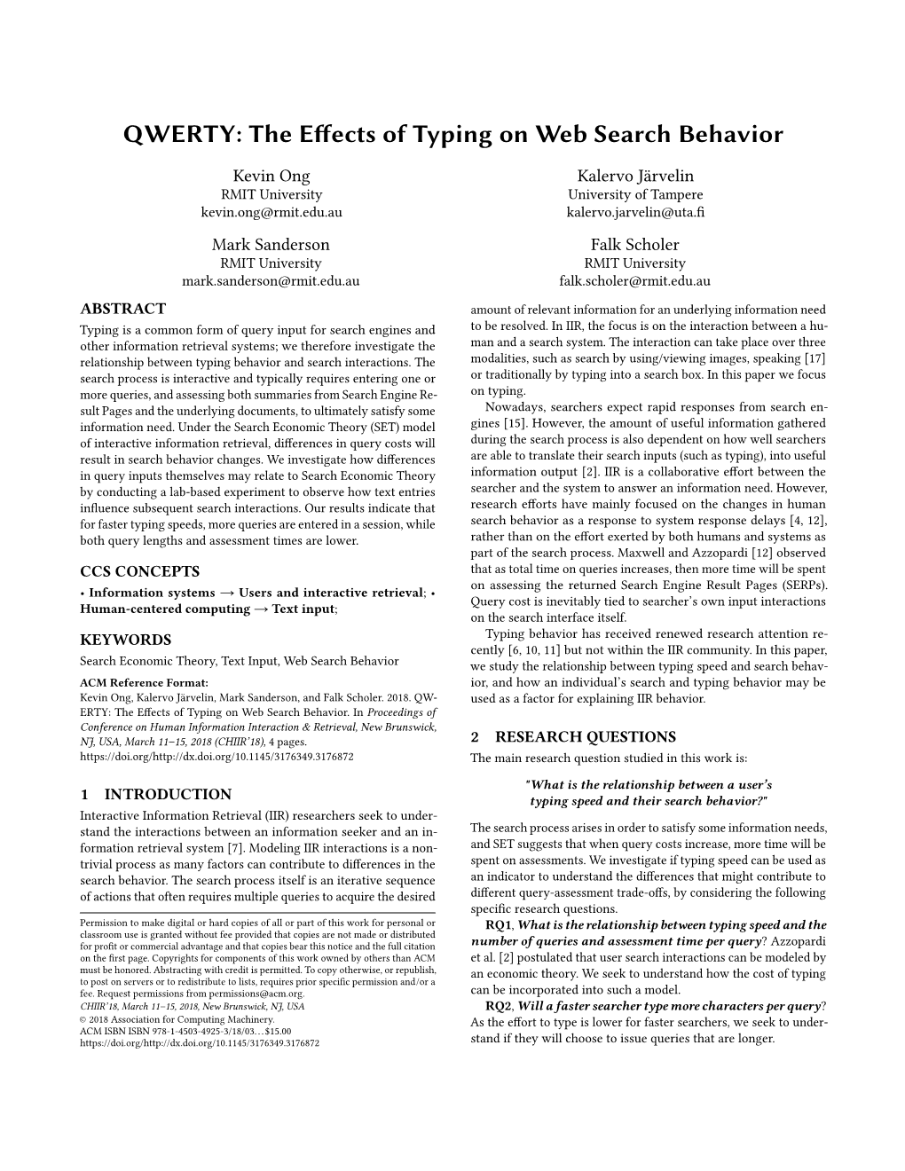 QWERTY: the Effects of Typing on Web Search Behavior