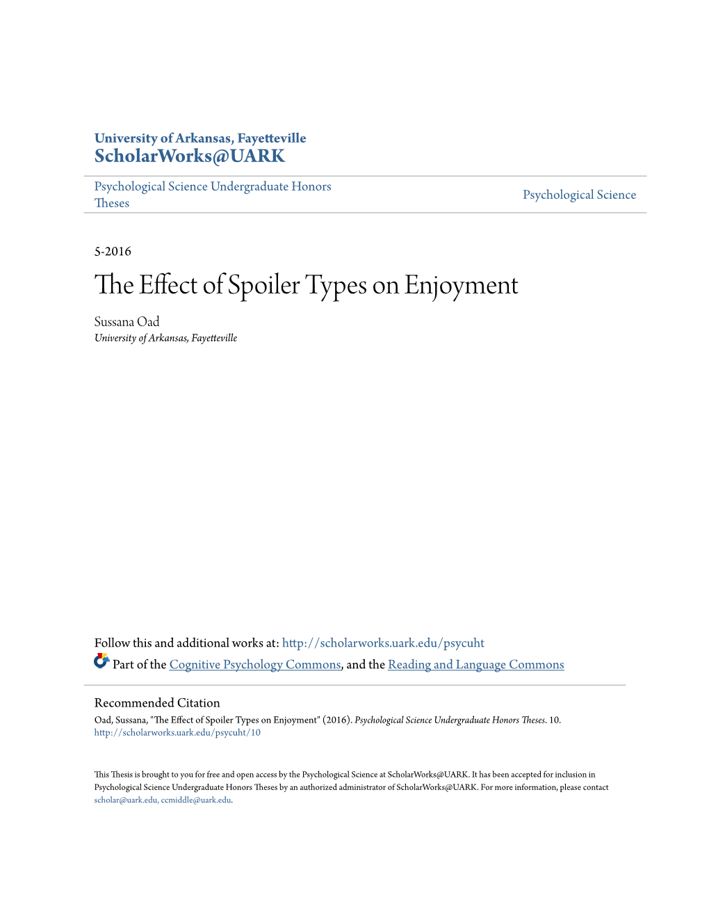 The Effect of Spoiler Types on Enjoyment