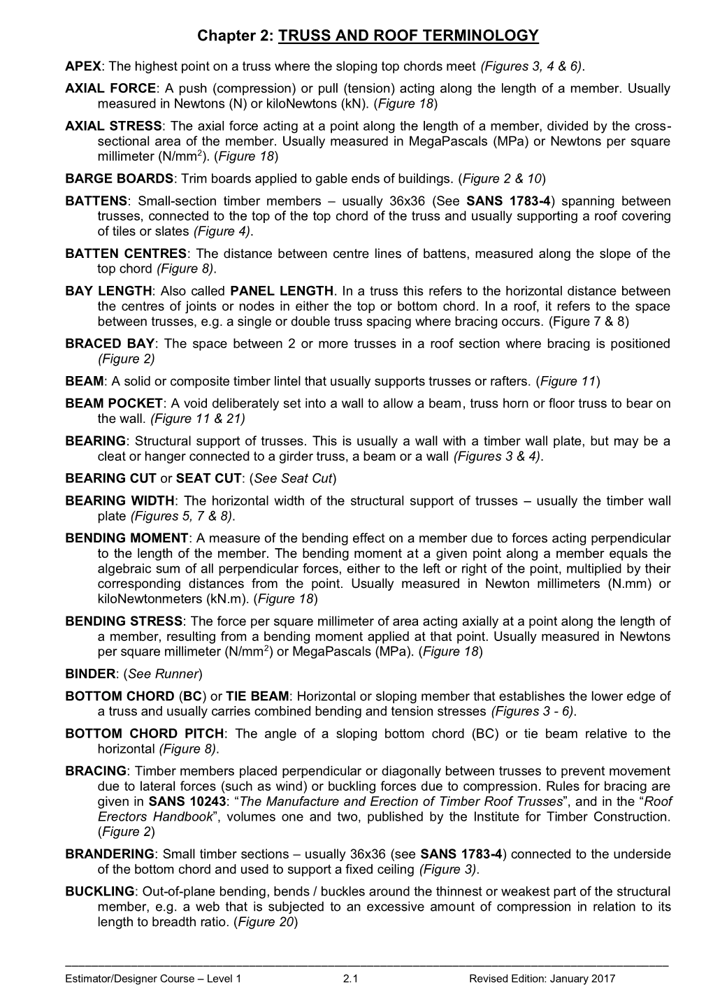 Chapter 2: TRUSS and ROOF TERMINOLOGY