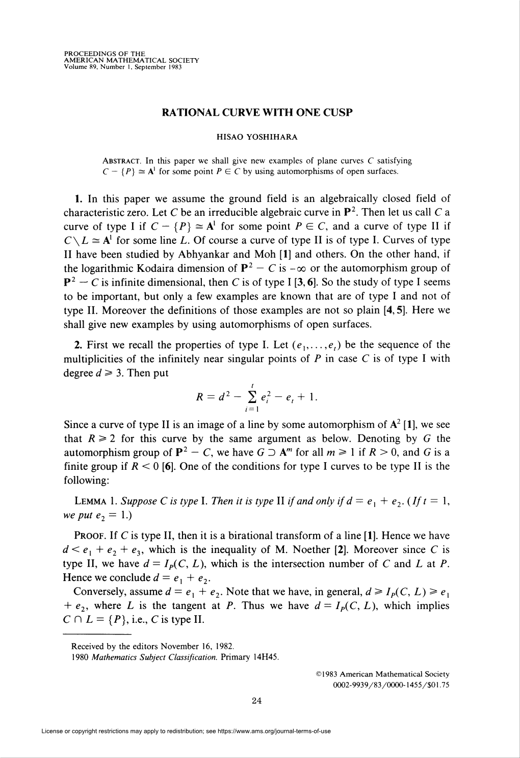 Rational Curve with One Cusp