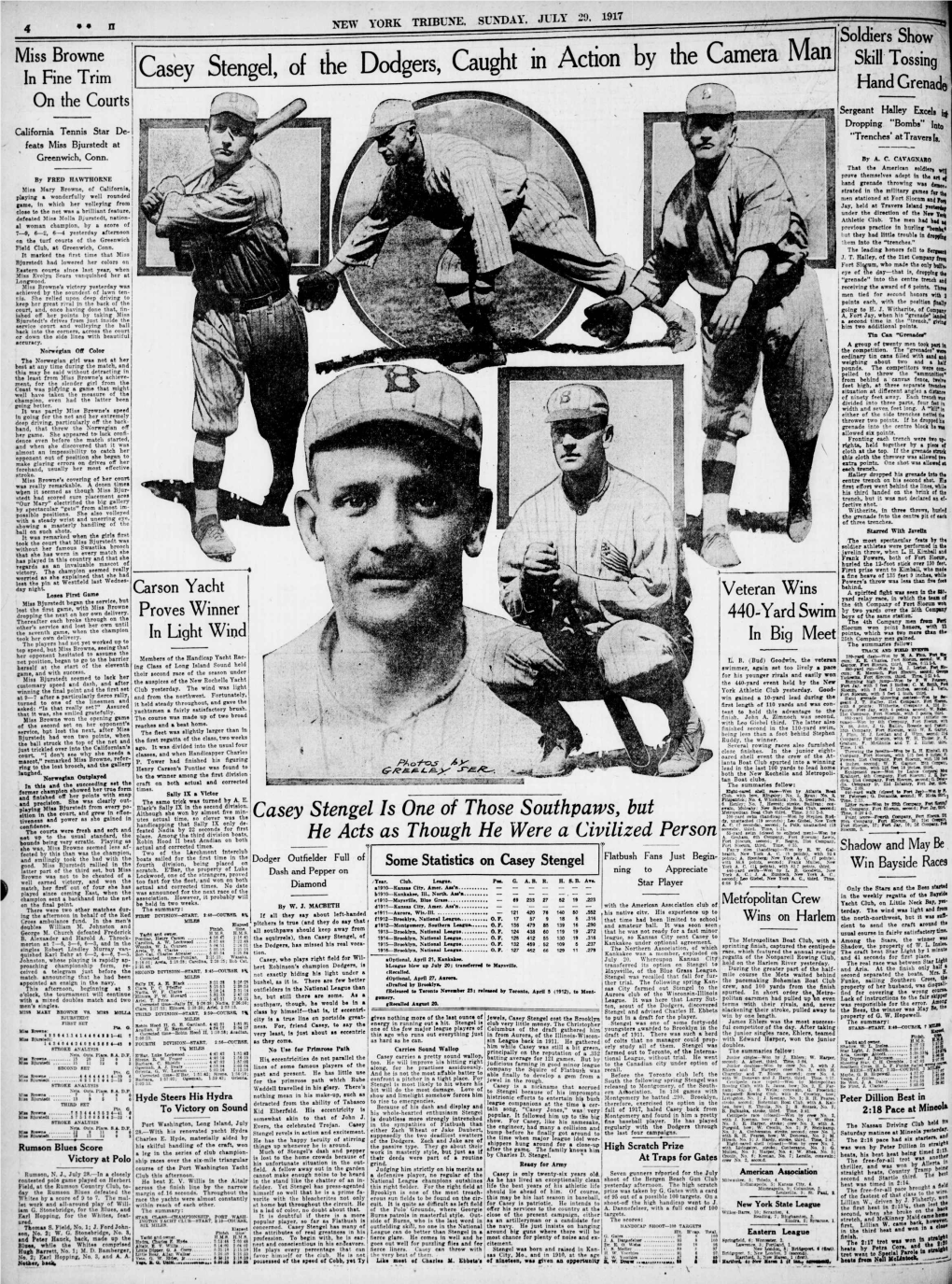 Casey Stengel, of the Dodgers. Caught in Action by the Camera