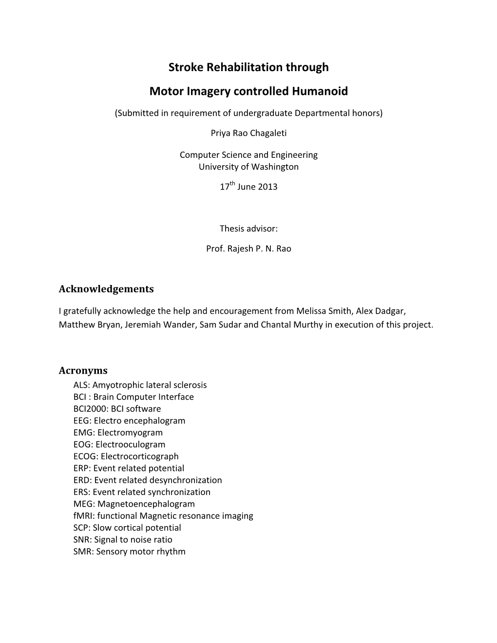 Stroke Rehabilitation Through Motor Imagery Controlled Humanoid