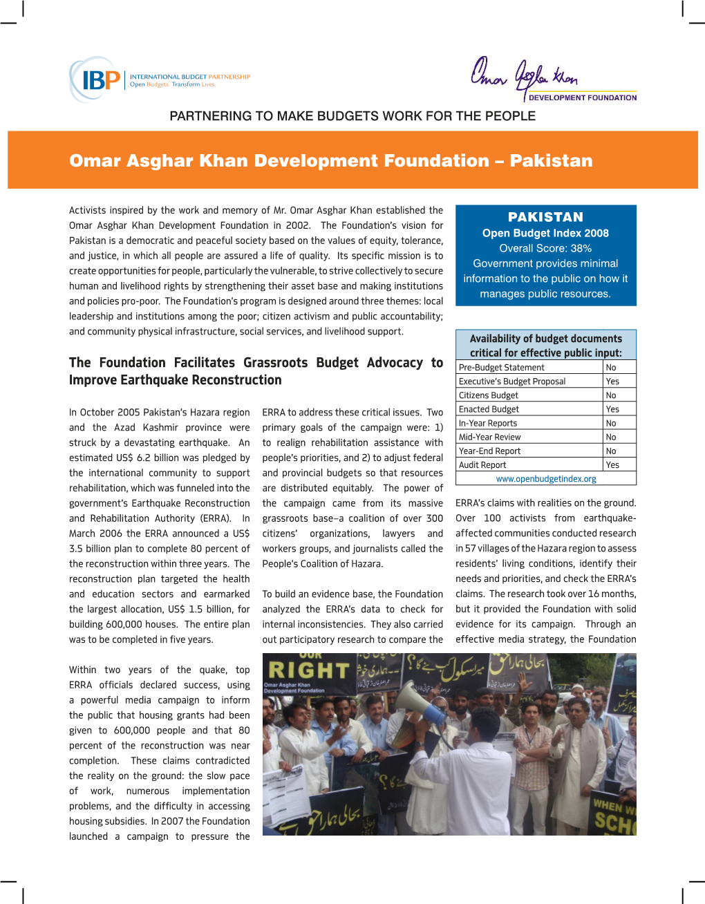 Omar Asghar Khan Development Foundation – Pakistan