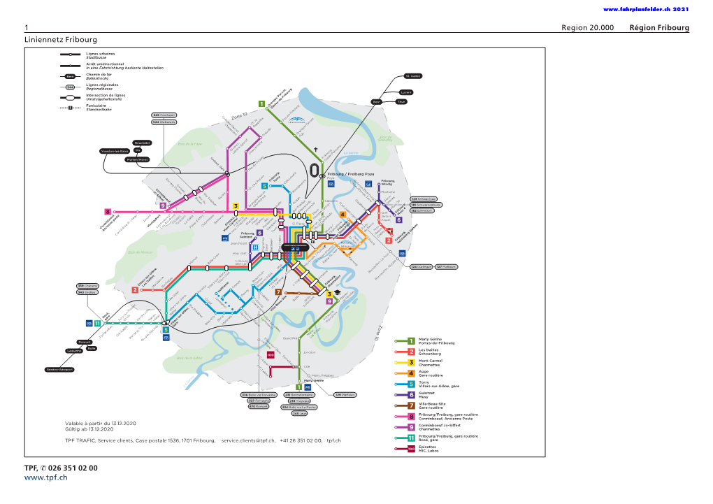 1 Region 20.000 Région Fribourg Liniennetz Fribourg TPF, & 026 351 02 00