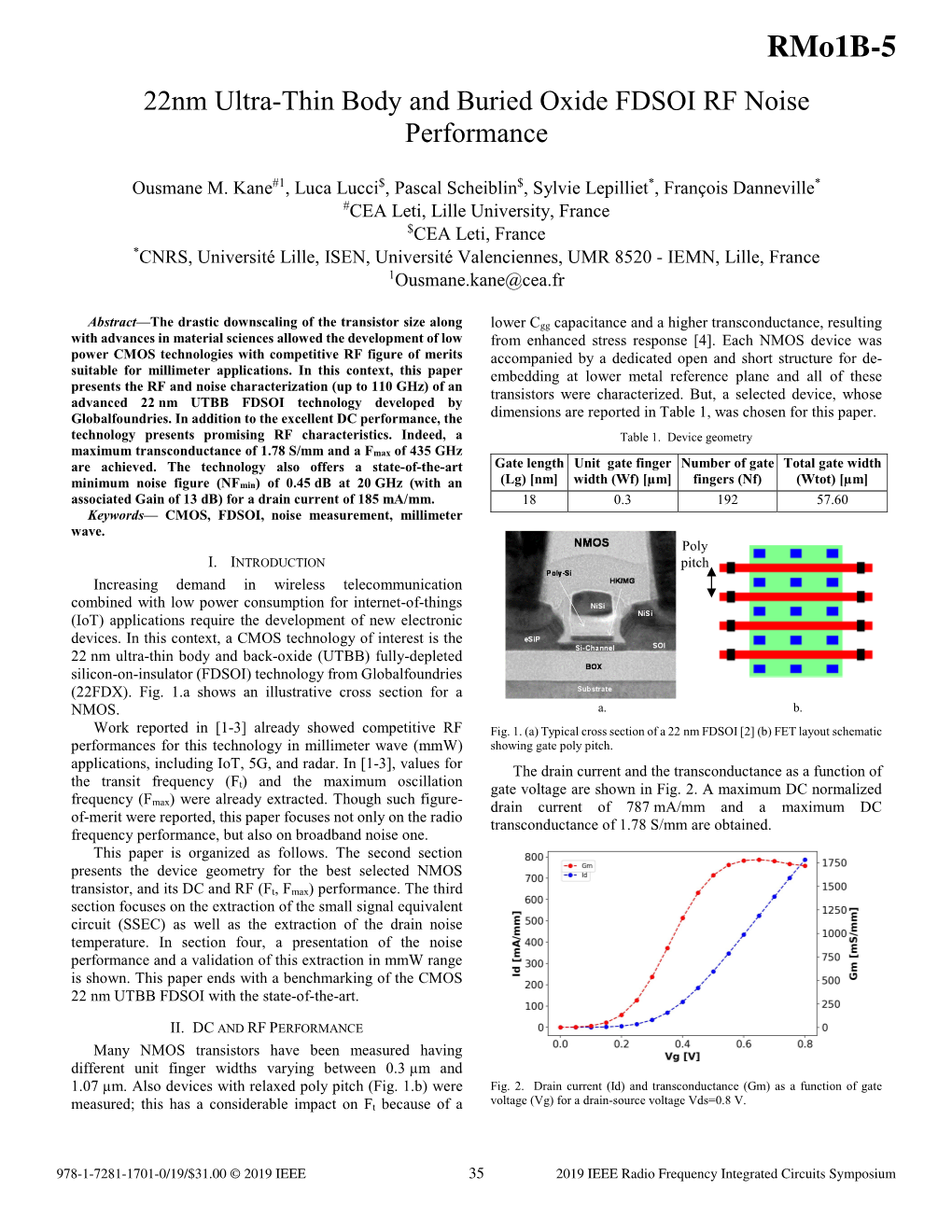 22Nm Ultra-Thin Body and Buried Oxide FDSOI RF Noise Performance