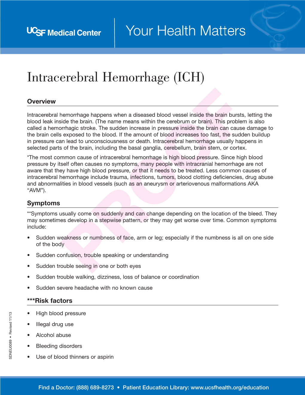 Your Health Matters Intracerebral Hemorrhage (ICH)