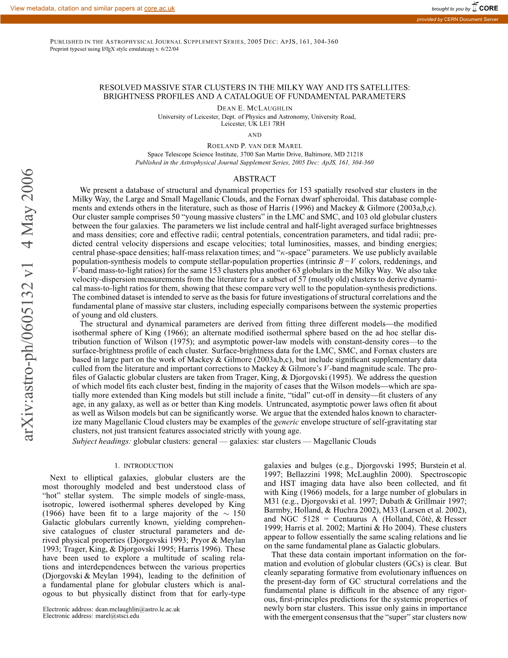 Arxiv:Astro-Ph/0605132 V1 4 May 2006