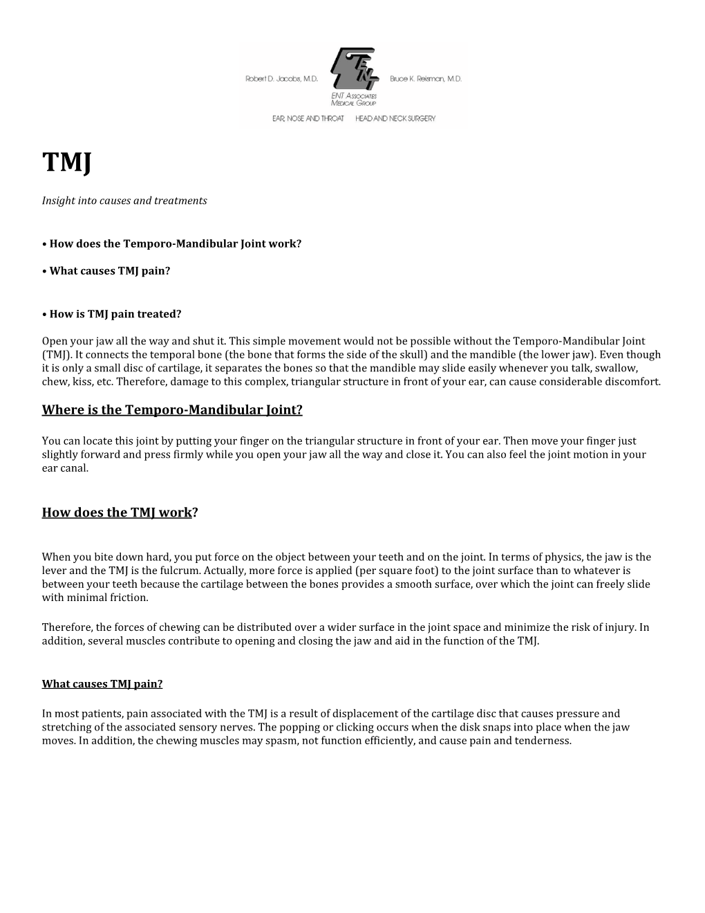 Where Is the Temporo-Mandibular Joint?