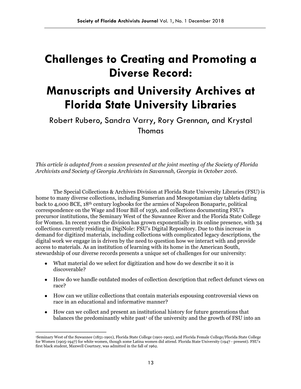 Challenges to Creating and Promoting a Diverse Record: Manuscripts