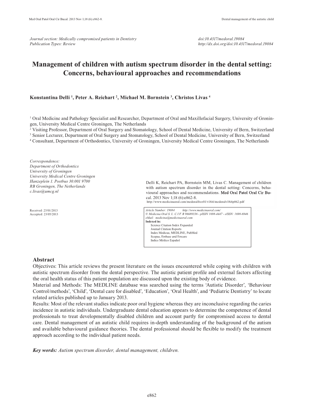 Management of Children with Autism Spectrum Disorder in the Dental Setting: Concerns, Behavioural Approaches and Recommendations