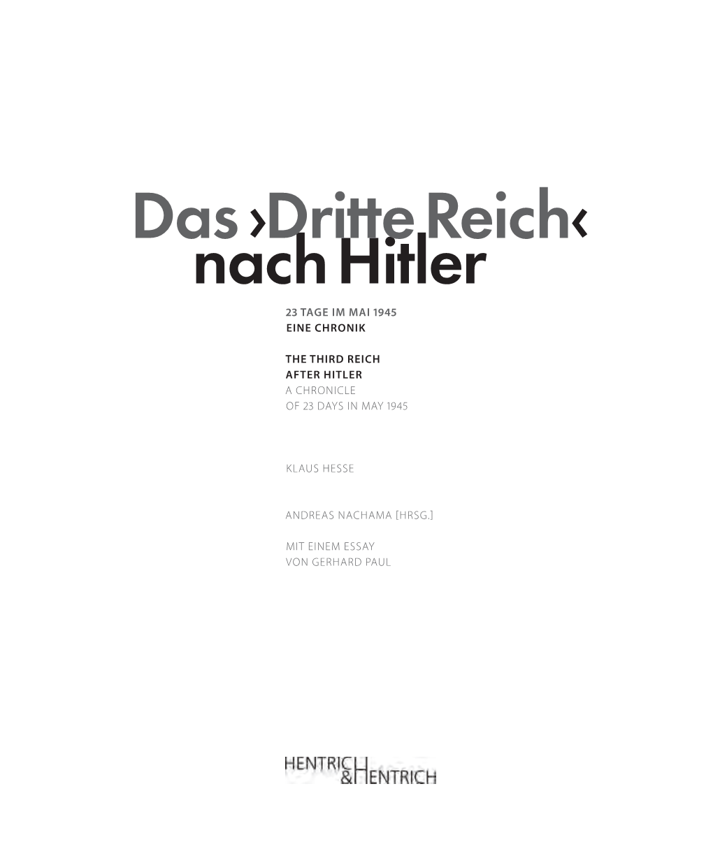 Nach Hitler Das ›Dritte Reich‹
