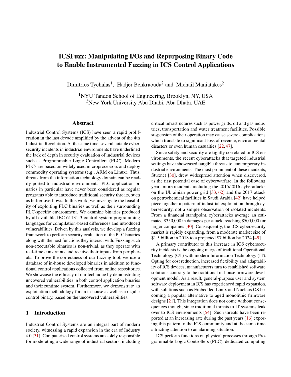 Manipulating I/Os and Repurposing Binary Code to Enable Instrumented Fuzzing in ICS Control Applications