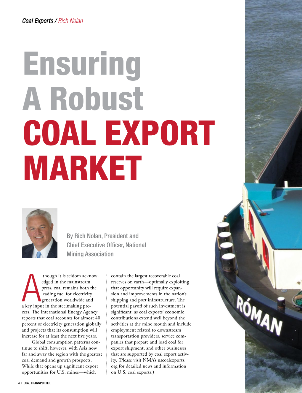 Ensuring a Robust COAL EXPORT MARKET