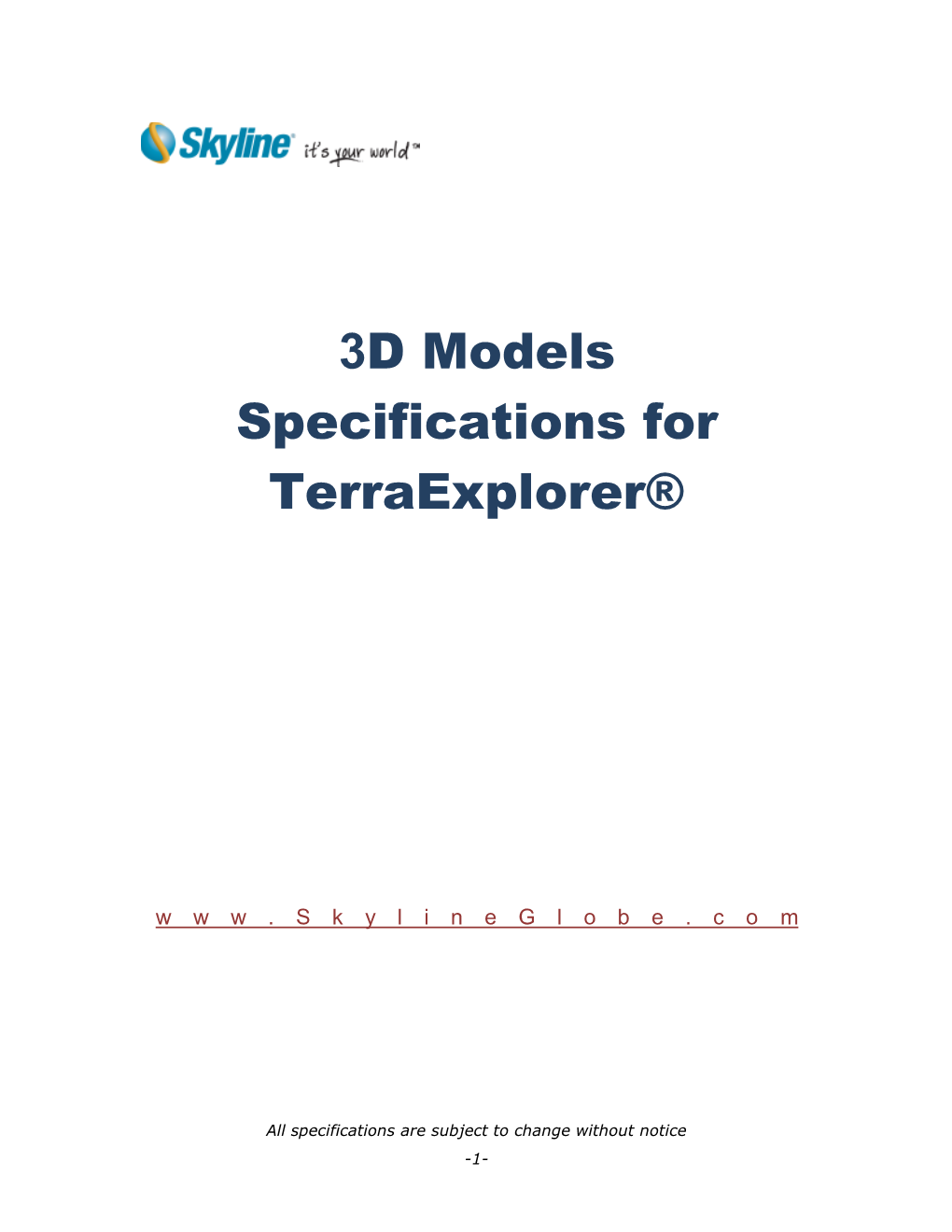 3D Models Specifications for Terraexplorer®