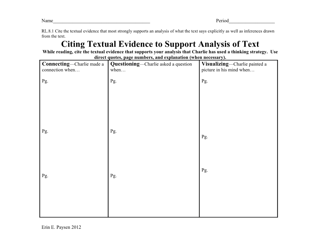 Citing Textual Evidence to Support Analysis of Text