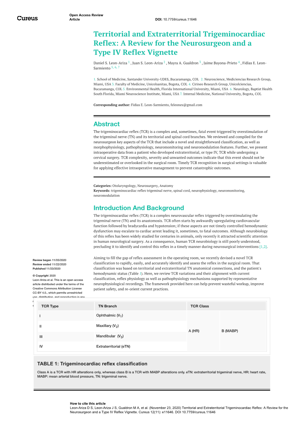 Territorial and Extraterritorial Trigeminocardiac Reflex: a Review for the Neurosurgeon and a Type IV Reflex Vignette