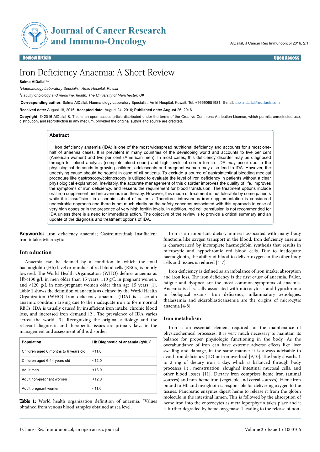 Iron Deficiency Anaemia