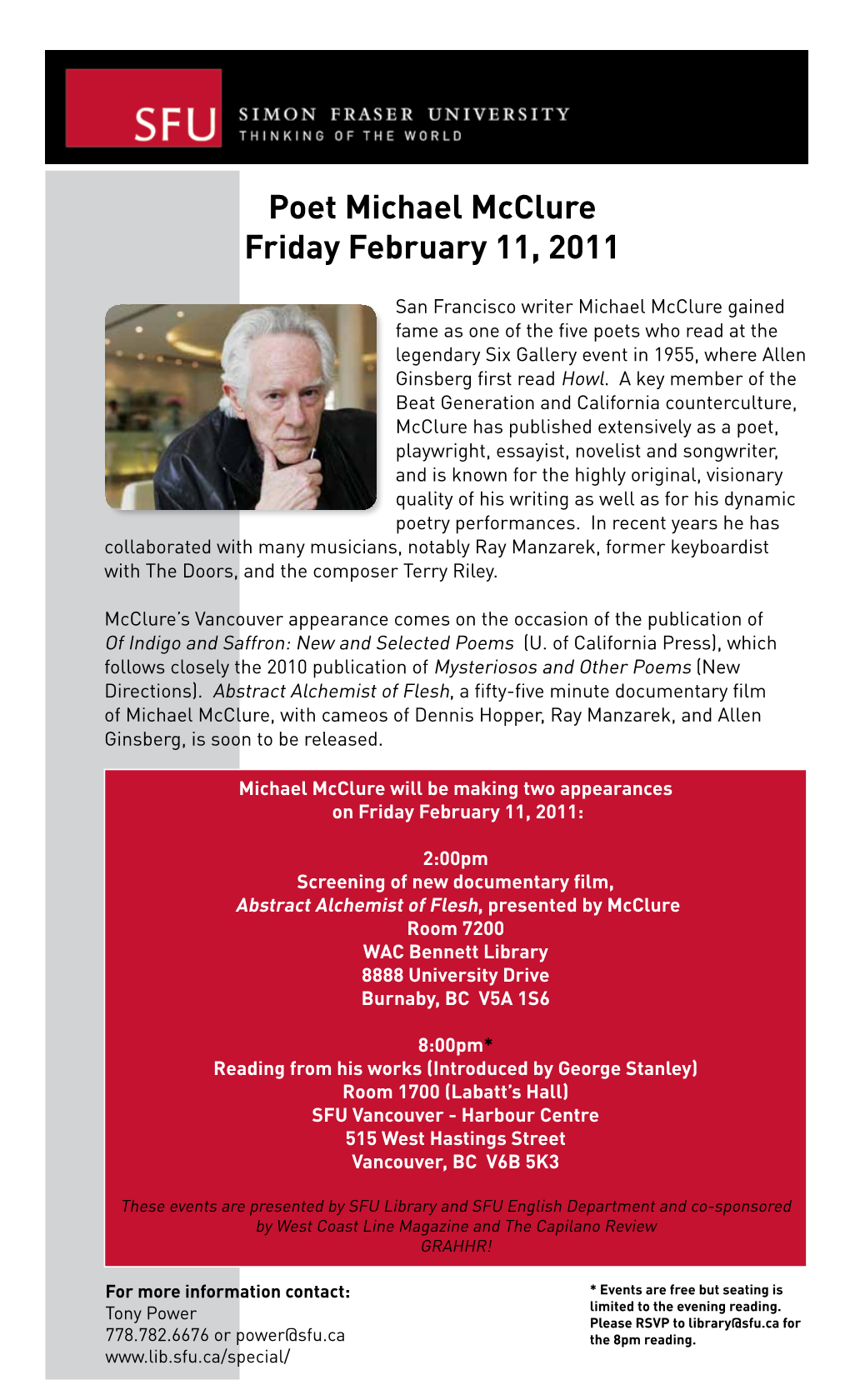 Poet Michael Mcclure Friday February 11, 2011