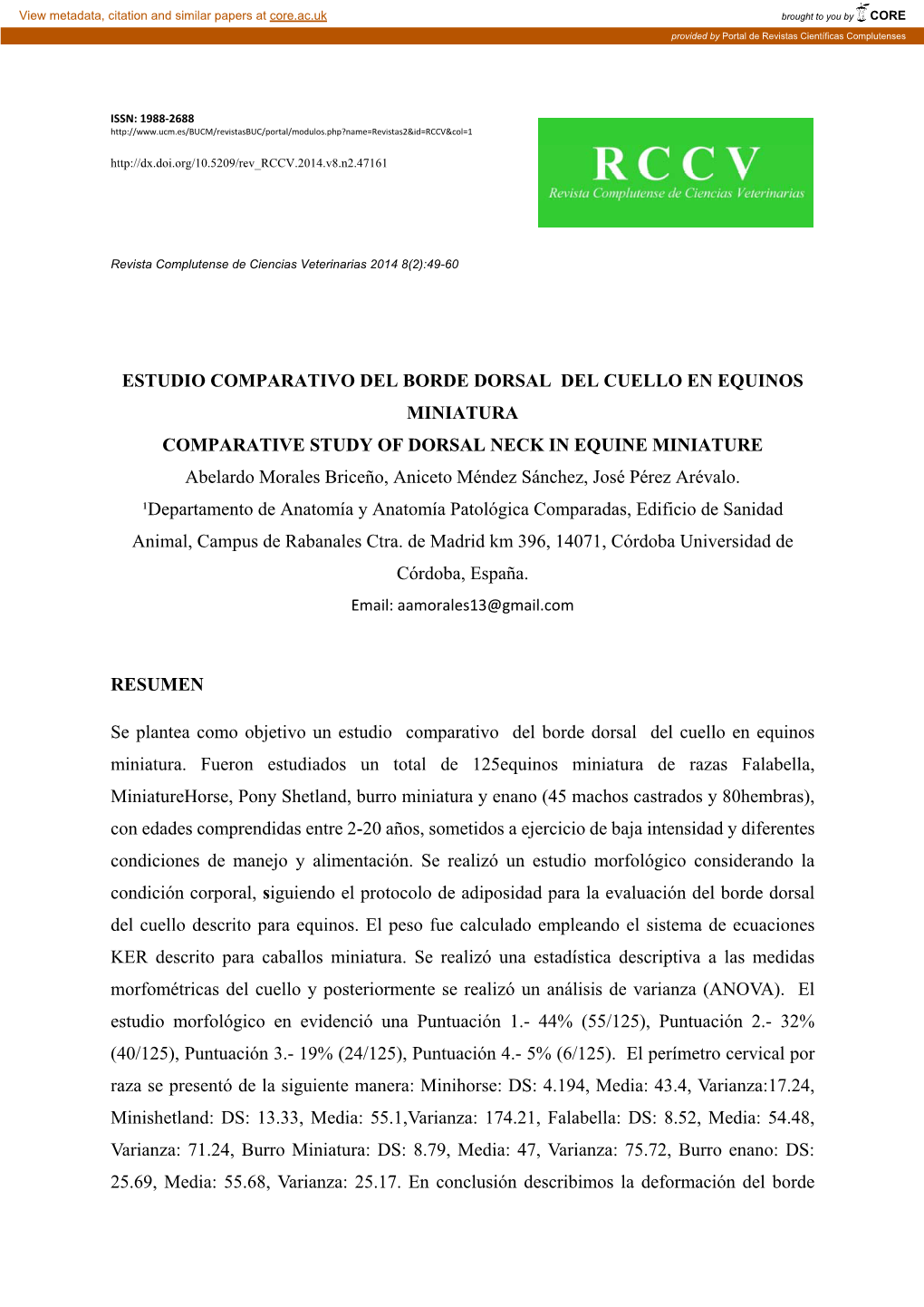 Estudio Comparativo Del Borde Dorsal Del Cuello En